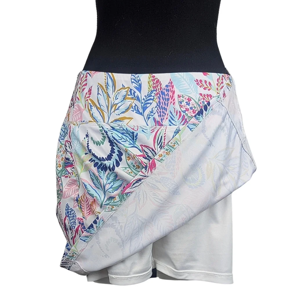 18 Birdies Floral Golf/Tennis/Pickleball Size L Athletic Skirt Built-In Short